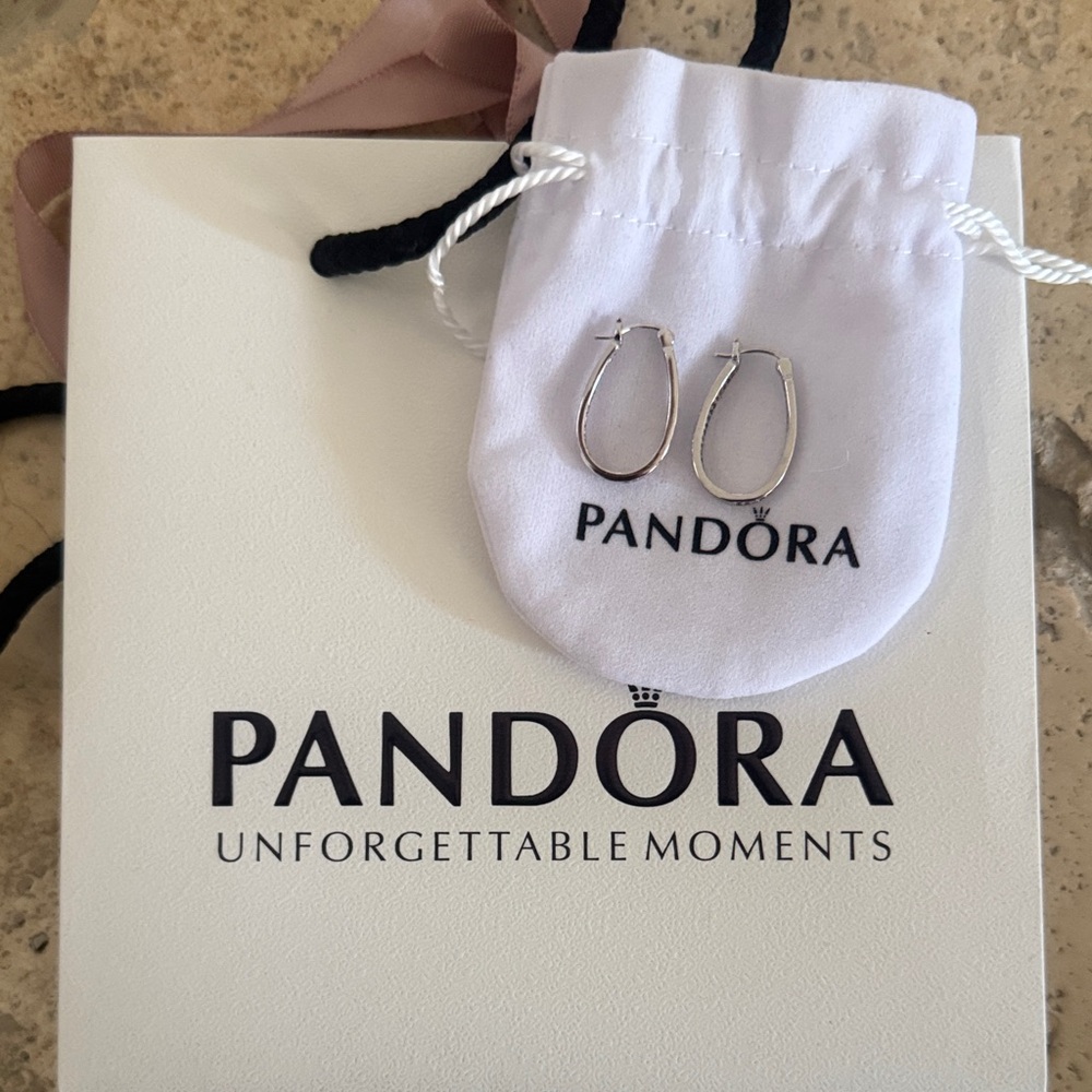 Pandora Silver Oval Hoop Earrings